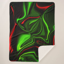 Grün und rot gekrümmte Linien über dunkelgrünem Fo Sherpadecke