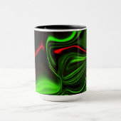 Grün und rot gekrümmte Linien über dunkelgrünem Fo Tasse (Zentrum)