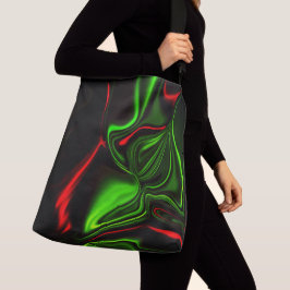 Grün und rot gekrümmte Linien über dunkelgrünem Fo Tragetaschen Mit Langen Trägern