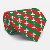 Grün und Rot gestreift 737 Muster Weihnachten Krawatte (Gerollt)