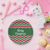 Grün und rot gestreift frohe Weihnachten Pappteller (Party)
