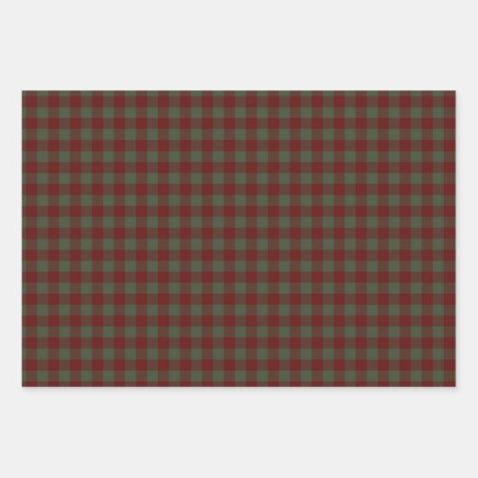 Grün und Rot Kariert Geschenkpapier Set (Vorderseite 3)