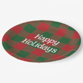 Grün und Rot Kariert Pappteller (Schrägansicht)