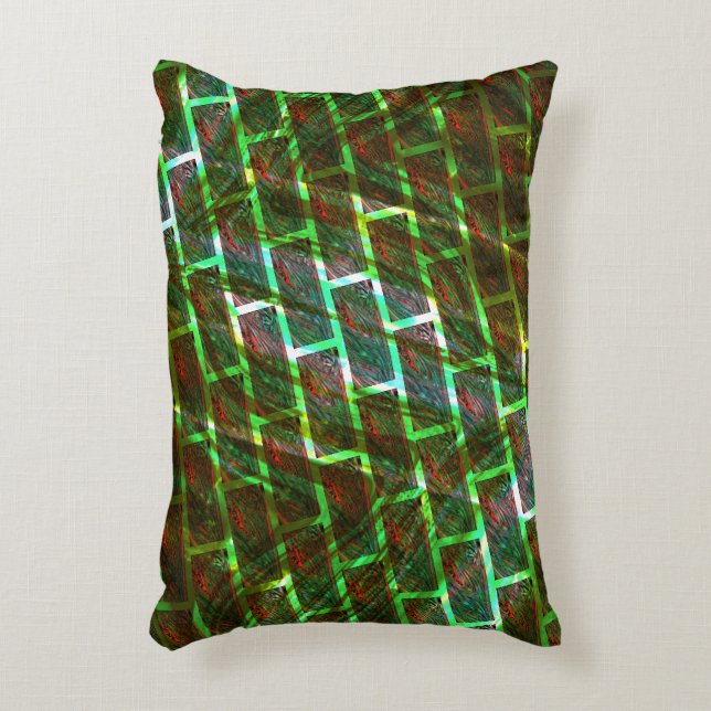 Grün und Rot, Kratzer und Wandeffekt Dekokissen (Vorderseite(Vertikal))