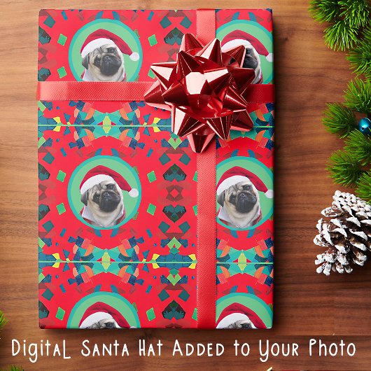 Grün und Rot mit Ihrem Foto und Krawatte Bow Geschenkpapier