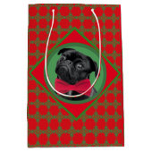 Grün und Rot mit Ihrem Foto und Krawatte Bow Mittlere Geschenktüte (Vorderseite)