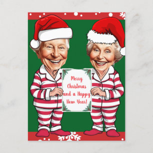 Grün und rot Oma und Opa Xmas Postkarte