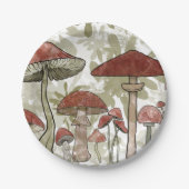 Grün und Rot Pilze Ballon Pappteller (Vorderseite)