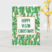 Grün und Rot Pine Glückliche Vegane Weihnachten Karte (Gelbe Blume)