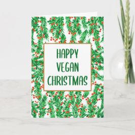Grün und Rot Pine Glückliche Vegane Weihnachten Karte