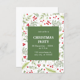 Grün und Rot Pine und frohe Weihnachten Einladung