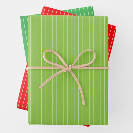 Grün und Rot Pinstripes Weihnachtsmuster Geschenkpapier Set (Beispiel)
