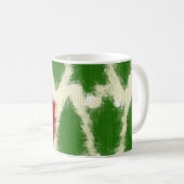 Grün und rot rustikales Weihnachtsbaummuster Kaffeetasse (VorderseiteRechts)