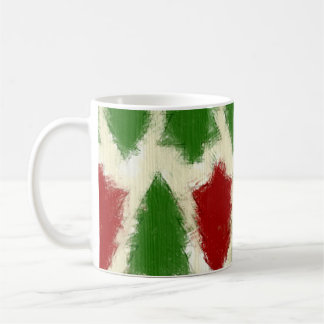 Grün und rot rustikales Weihnachtsbaummuster Kaffeetasse