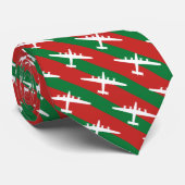 Grün und Rot Streifen B-24 Muster Weihnachten Krawatte (Gerollt)