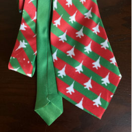Grün und Rot Streifen F-15E Muster Weihnachten Krawatte