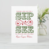 Grün und Rot und besuchen Sie unser neues Baby Einladung (Stehend Vorderseite)