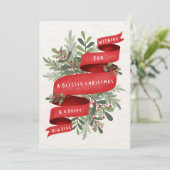 Grün und Rot Weihnachten Blume Grußkarte (Stehend Vorderseite)