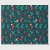 Grün und Rot Weihnachten Strumpf Grün Weihnachten Geschenkpapier (Flach)