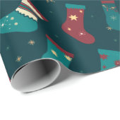 Grün und Rot Weihnachten Strumpf Grün Weihnachten Geschenkpapier (Rolleneckpunkt)