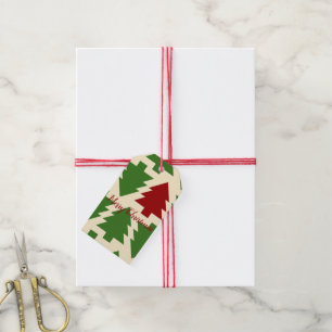 Grün und Roter Weihnachtsbaum Geschenkanhänger