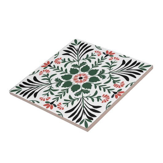 Grün und Rotes Volk Weihnachten Fliese (Seite)