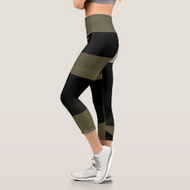 grün und schwarz abstrakt capri leggings