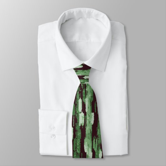 Grün und Schwarz Abstrakt Necktie Krawatte (Gebunden)