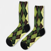 Grün und Schwarz Argyle Socken (Linkes Detail)