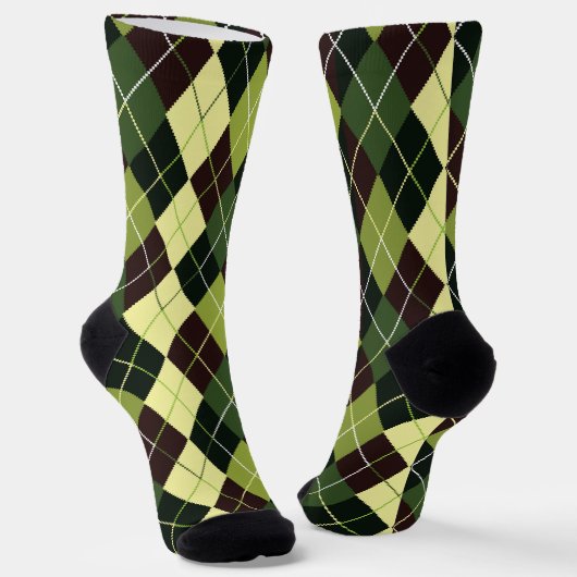 Grün und Schwarz Argyle Socken (Gewinkelt)