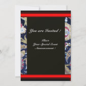 GRÜN UND SCHWARZ, BLAUER DAMASK, ROTES WAX SIEGEL  EINLADUNG (Rückseite)