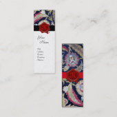 GRÜN UND SCHWARZ, BLAUER DAMASK, ROTES WAX SIEGEL MINI VISITENKARTE (Vorne/Hinten)