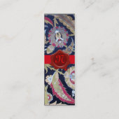 GRÜN UND SCHWARZ, BLAUER DAMASK, ROTES WAX SIEGEL  MINI VISITENKARTE (Rückseite)