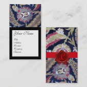 GRÜN UND SCHWARZ, BLAUER DAMASK, ROTES WAX SIEGEL VISITENKARTE (Vorne/Hinten)