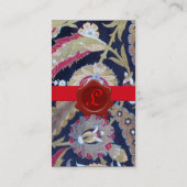 GRÜN UND SCHWARZ, BLAUER DAMASK, ROTES WAX SIEGEL VISITENKARTE (Rückseite)