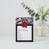 GRÜN UND SCHWARZ, BLAUER DAMASK, ROTES WAX SIEGEL  VISITENKARTE (Stehend Vorderseite)