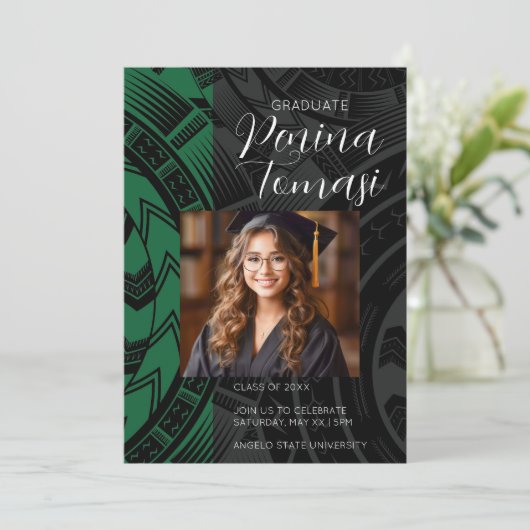 Grün und Schwarz Einladung (Stehend Vorderseite)