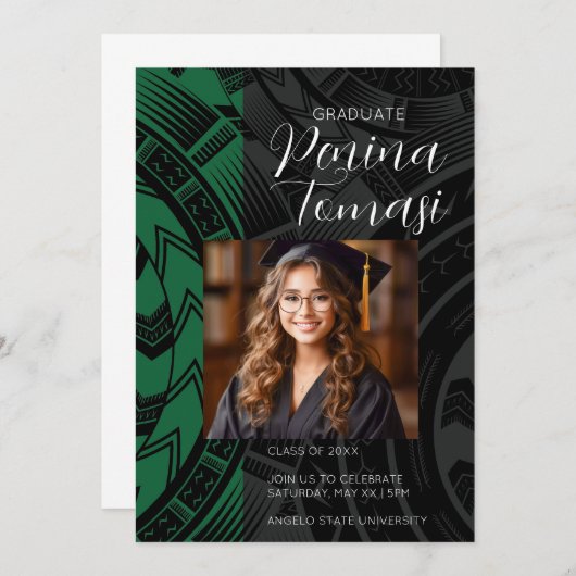 Grün und Schwarz Einladung (Vorne/Hinten)