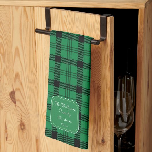 Grün und Schwarz - Gemütliche Plätzchen Geschirrtuch (Drittel gefaltet)