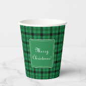 Grün und Schwarz Gemütliches Plaia Frohe Weihnacht Pappbecher (Vorderseite)