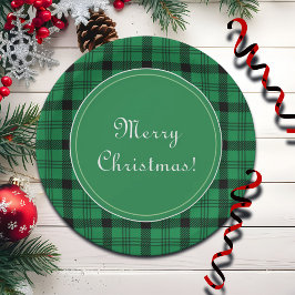 Grün und Schwarz Gemütliches Plaia Frohe Weihnacht Pappteller