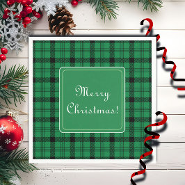 Grün und Schwarz Gemütliches Plaia Frohe Weihnacht Serviette