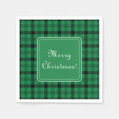 Grün und Schwarz Gemütliches Plaia Frohe Weihnacht Serviette (Vorderseite)