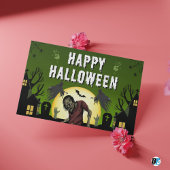 Grün und Schwarz glücklich Halloween Spooky Postkarte