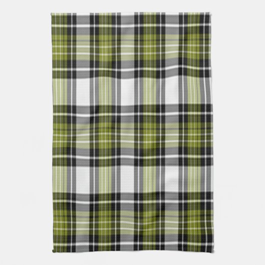 Grün und Schwarz, Kariert Geschirrtuch (Vertikal)
