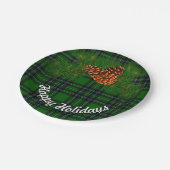 Grün und Schwarz kariert - Kiefernzapfen Pappteller (Schrägansicht)