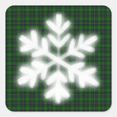 Grün und Schwarz Kariert mit Schneeflocken Quadratischer Aufkleber (Vorderseite)