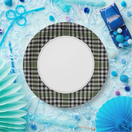 grün und schwarz Kariert Pappteller (Party)