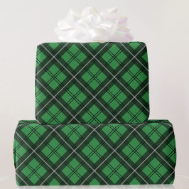 Grün und Schwarz Kariert Tartan Weihnachtsrolle vo Geschenkpapier