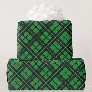 Grün und Schwarz Kariert Tartan Weihnachtsrolle vo Geschenkpapier